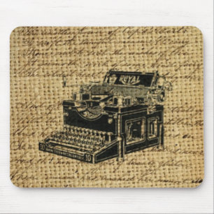 journalist scripts burlap antique typewriter mouse pad
