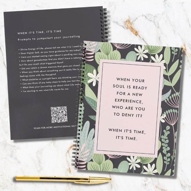 Journalling Prompts for Self-Discovery Botanical Notebook (Botanical Shades of Green Self Discovery Journal with Writing Prompts on the Back)