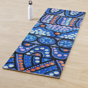 Journey Blue Aboriginal Art Yoga Mat