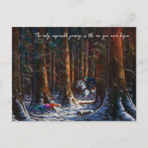 Journey - fantasy forest mountain landscape art postcard