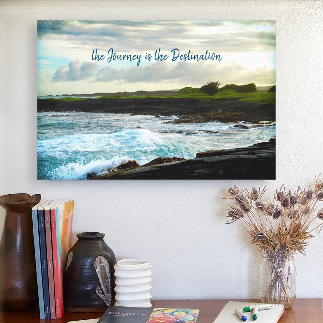 “Journey Is Destination” Hawaii Black Sand Beach Canvas Print (Creator Uploaded)