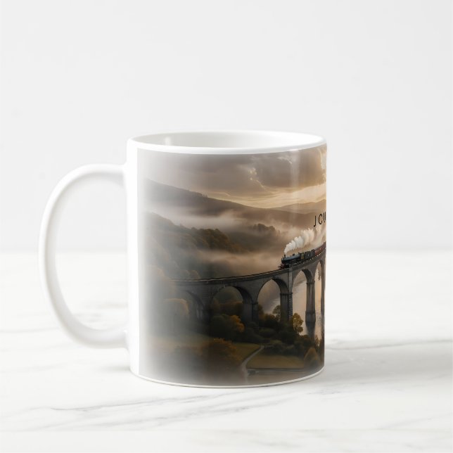 Journey On Steam Train Viaduct Ceramic Mug (Left)