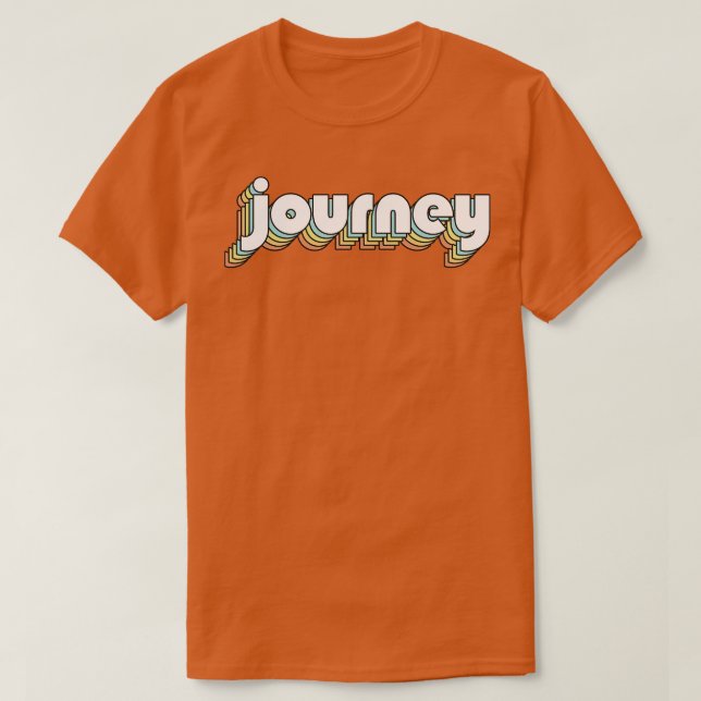Journey Retro Rainbow Typography Faded Style T-Shirt (Design Front)