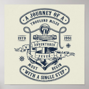 Journey starts with a step poster