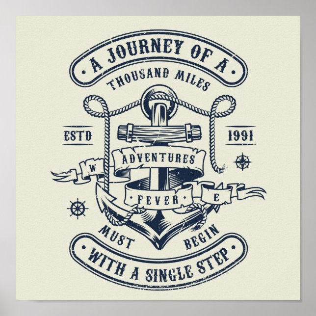 Journey starts with a step poster (Front)