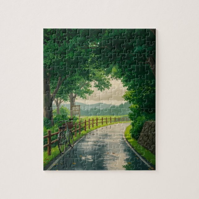 Journey through Green Paths-Cycling Scenery Puzzle (Vertical)