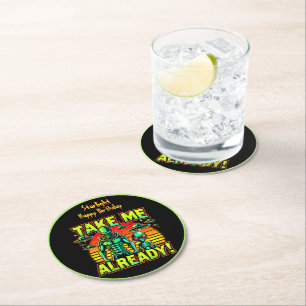 Journey to Extraterrestrial Realms Now! Round Paper Coaster