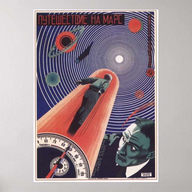 Journey to Mars by Prusakov 1926 Soviet Movie Poster (Front)