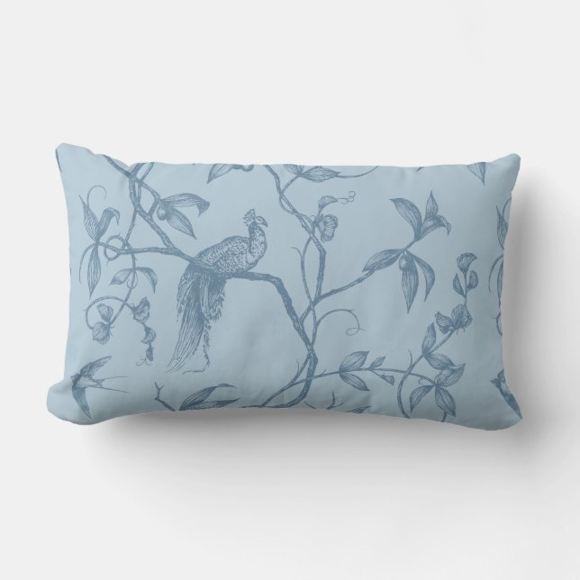 Journey to the Chateau Peacock Blue Throw Pillow (Front)