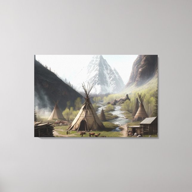 Journey to the Hidden Native American Encampment Canvas Print (Front)