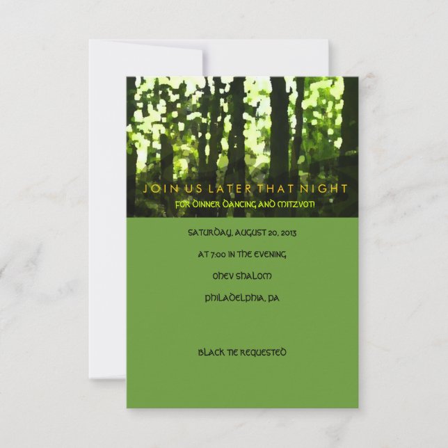 Journey Watercolor Bar Bat Mitzvah Party Card (Front)