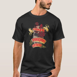 Journeyman Electrician Inked Skull & Red Roses Tat T-Shirt