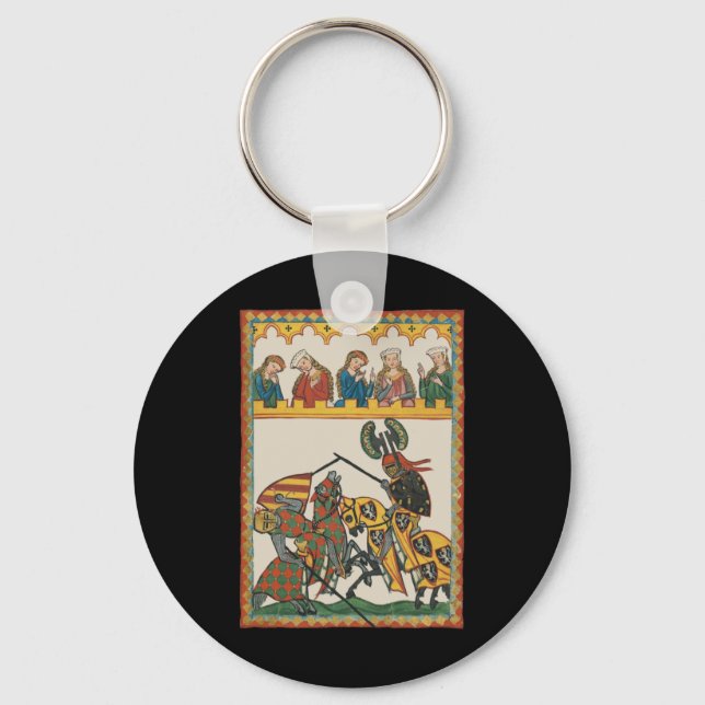 Jousting Knights At A Tournament Key Ring (Front)