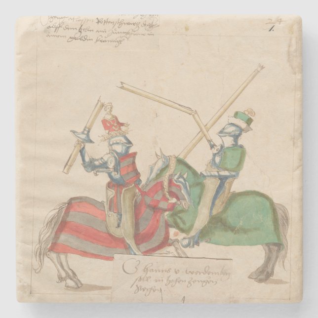 Jousting Knights Stone Coaster (Front)