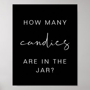 JOVI Black Edgy How Many Candies Baby Shower Game Poster
