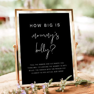 JOVI Black Edgy Modern How Big is Her Belly Game Poster
