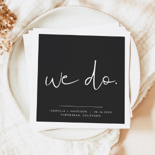 JOVI Black Edgy Modern Minimalist Wedding We Do Napkin
