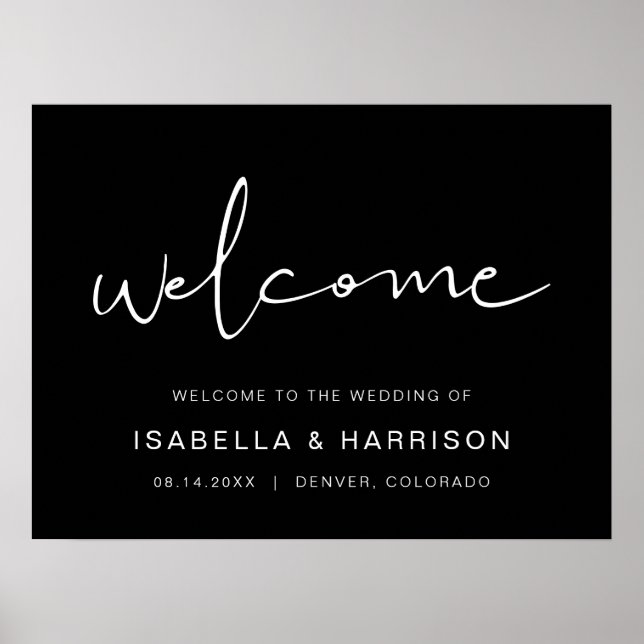 JOVI - Black Modern Minimalist Wedding Welcome Poster (Front)