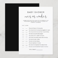 JOVI Black Modern Over Under Baby Shower Game  Inv