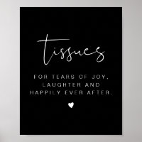 JOVI Edgy Black Minimalist Tissues Wedding Sign
