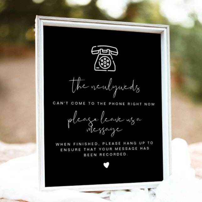 JOVI Edgy Black Modern Telephone Guestbook Sign  (Creator Uploaded)