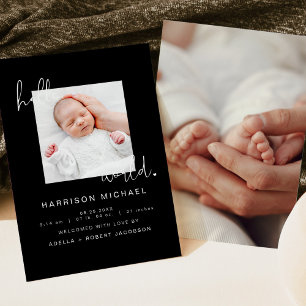 JOVI Modern Black Newborn One Photo Announcement