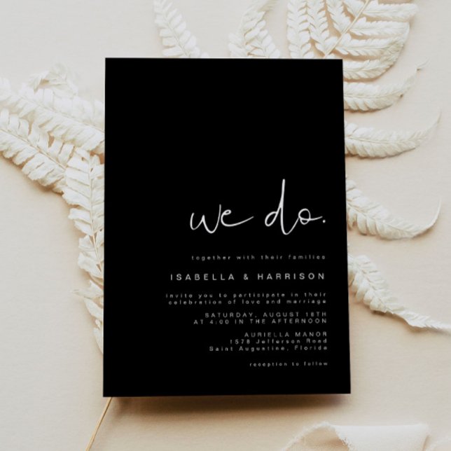 JOVI Modern Minimalist Simple Black and White Invitation (Creator Uploaded)