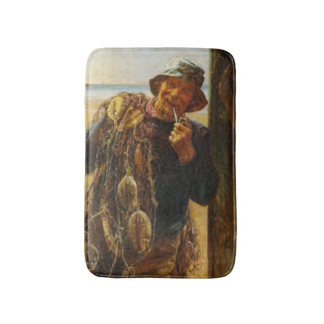 Jovial Fisherman (by Frederick Morgan) Bath Mat (Front Vertical)