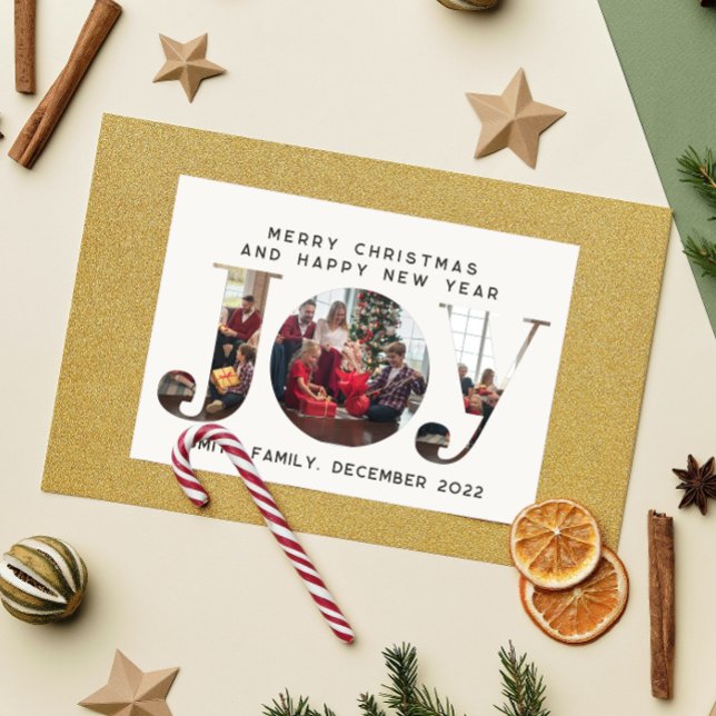 JOY 3 Custom Photo Frame Family Christmas Postcard (Creator Uploaded)
