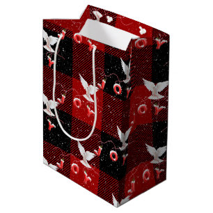 Joy and Dove on Plaid Medium Gift Bag