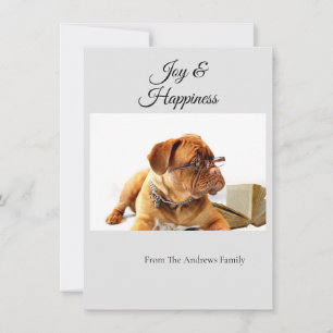 Joy and Happiness Bordeaux Photo Holiday Card