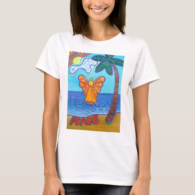 Joy and Peace Beach Angel Art Custom T-shirts (Front)