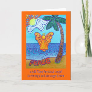 Joy and Peace Beach Angel Custom Greeting Cards
