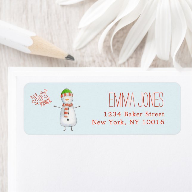 Joy and Peace | Cute Snowman Christmas Label (Insitu)