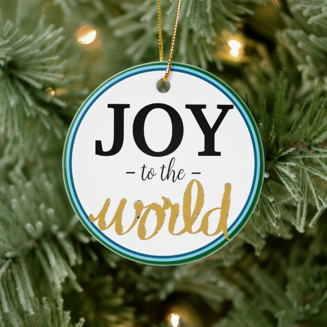 Joy and Peace Gold Green Blue Ceramic Tree Decoration (Tree)