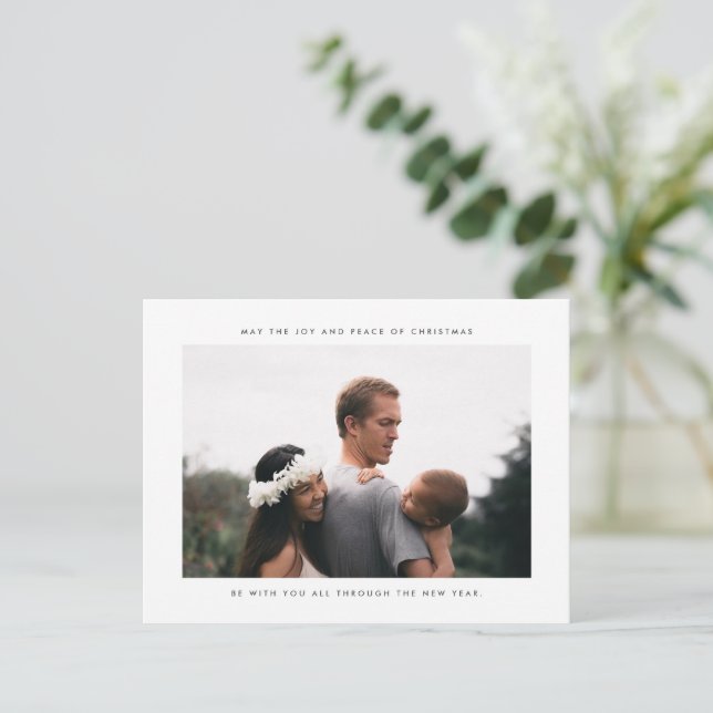 Joy and Peace of Christmas Holiday Family Photo Postcard (Standing Front)