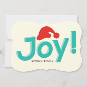joy and santa hat holiday card