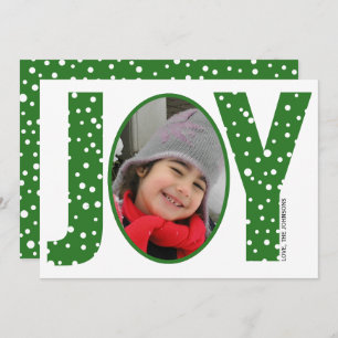 Joy and snow green minimal Christmas photo Holiday Card