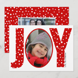 Joy and snow red minimal Christmas photo Holiday Card