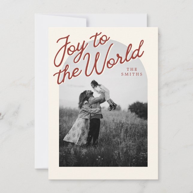 Joy Arch Christian Classic Red Christmas Photo Holiday Card (Front)