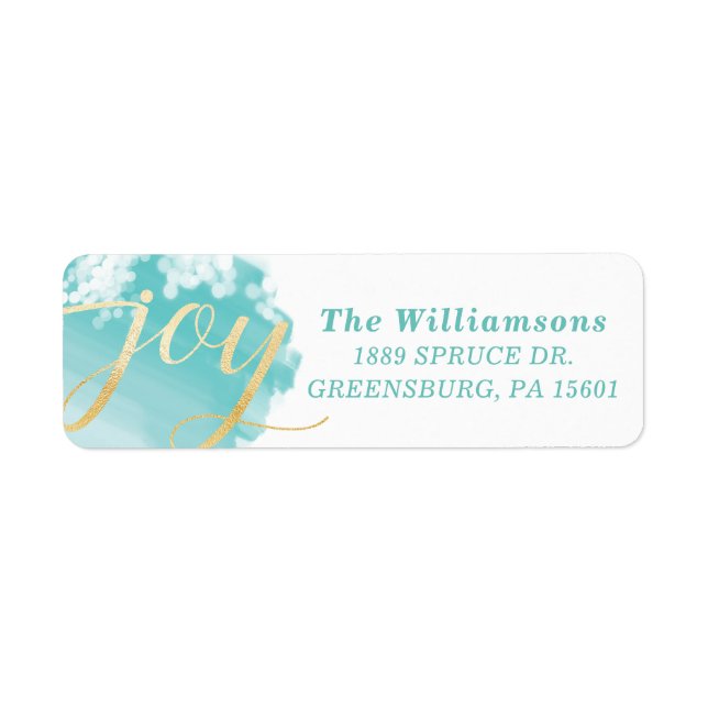 Joy | Artistic Aqua Blue Watercolor Paint Stroke (Front)