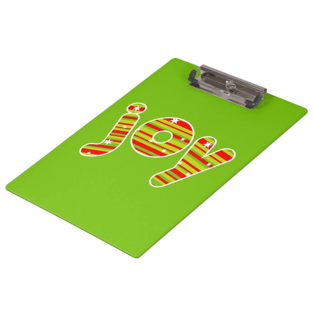JOY at Christmas, Red & Green Stripes Clipboard (Angled)