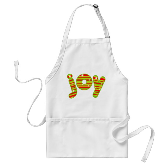 JOY at Christmas, Red & Green Stripes Standard Apron (Front)