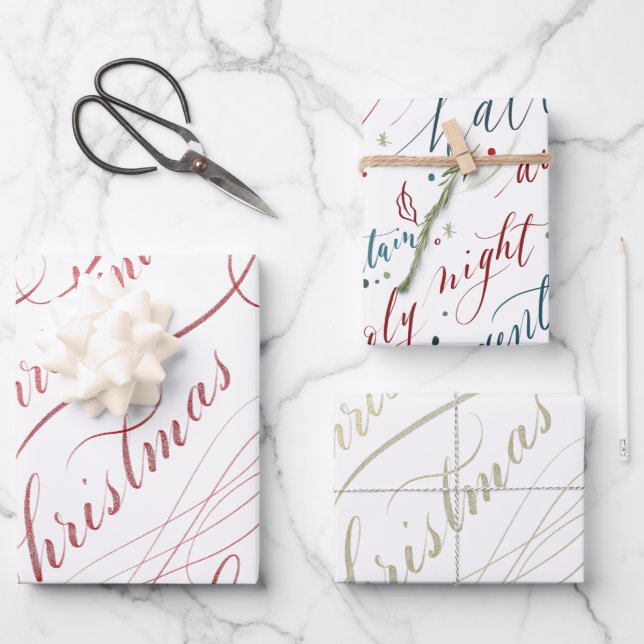 Joy at Christmas Wrapping Paper Flat Sheet Set - 3 (Front)