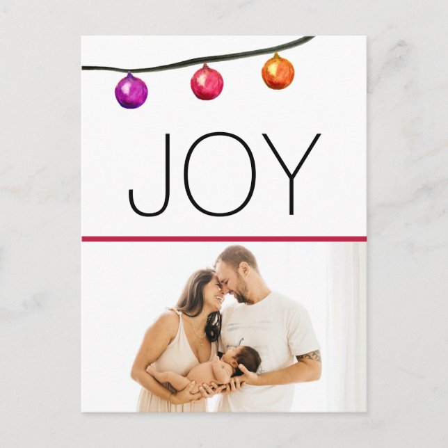 Joy Baby's first Christmas 2023 photo birth Holiday Postcard (Front)