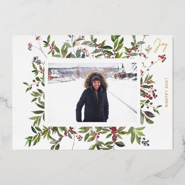 Joy & Berries Holiday Photo (Front)