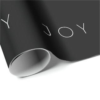 Joy Black Modern Minimalist Typography Pattern Wrapping Paper