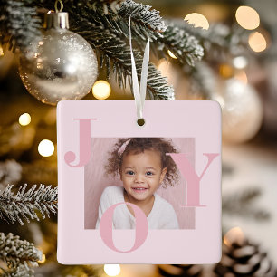 JOY Blush Pink Modern Christmas   Personalised Ceramic Ornament