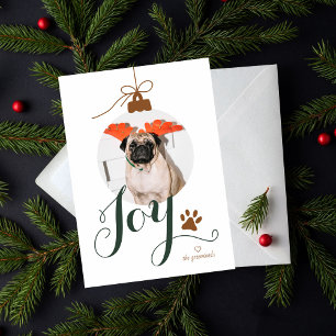 Joy Boho Pet Photo Ornament Holiday Card