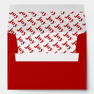 JOY Bold Typography Pattern Red Modern Christmas Envelope